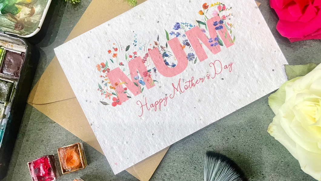 Plantable Mother's Day Cards - MUM -Pink (Free UK Postage - using code 'saffa')