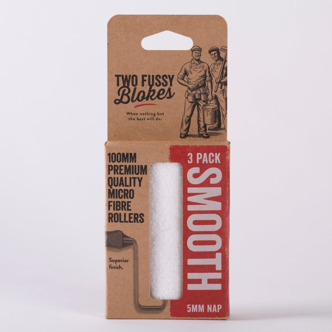 Two Fussy Blokes Mini Roller Sleeve's 4' - 5mm (Smooth) 3pk