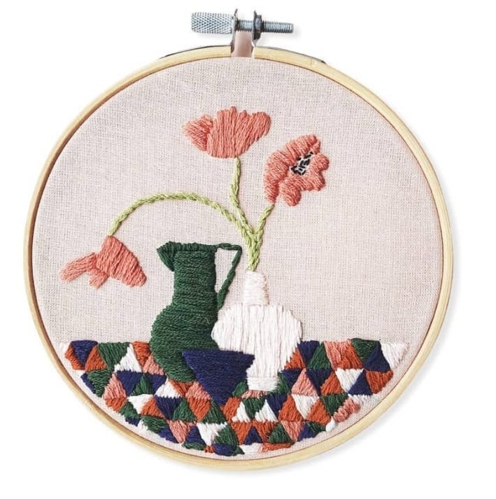 Geometric Poppies Modern Embroidery Kit