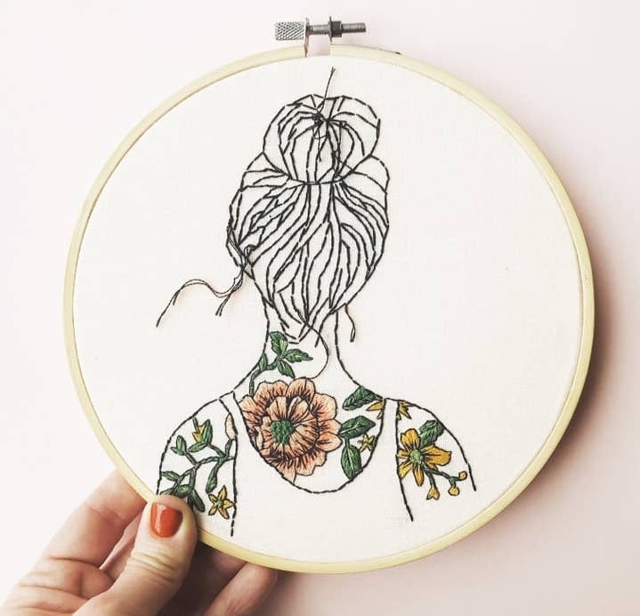 Tattooed Shoulders Modern Embroidery Kit